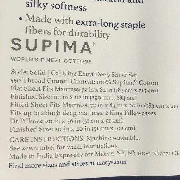 new CHERRY BLOSSOM PINK Charter Club 550 TC Cotton CAL KING Extra-Deep Sheet Set - Picture 4 of 11